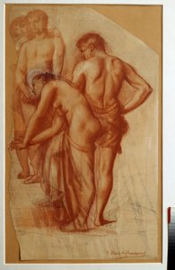Tutkimus 4 numerosta sanalle "" Lepo"". Piirustus Pierre de Puvis De Chavannes (1824-1898) Sun. 0,73 x 0,43 m Pariisi. Orsay-museo tekijältä Pierre Puvis de Chavannes