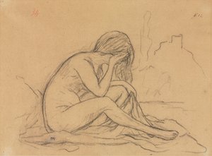 Tutkimus naisaktista (mahdollisesti toteutumattomalle allegoriselle maalaukselle) (recto) tekijältä Pierre Puvis de Chavannes