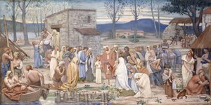 Saint Genevieven lapsuus, 1874 tekijältä Pierre Puvis de Chavannes
