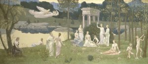 Pyhä lehto, taiteiden ja muusojen rakas, 188489. tekijältä Pierre Puvis de Chavannes