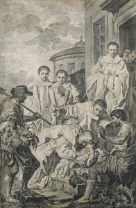 Pyhä Benedictus herättää henkiin lapsen, 1700-luku. tekijältä Pierre Subleyras
