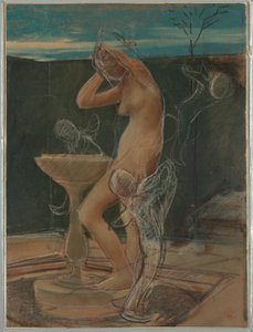Piirros, Naisen tutkimus kylvyssä, 1800-luvun loppupuoli