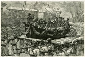 Cirion kulkue kaikkien pyhien aattona, uskonnollinen ja suosittu, Neitsyt-kuva kuljetetaan ympäri kaupunkia vuonna 1793 kadonneen laivan kanootilla, jonka eloonjääneet tarjosivat ex-voto Ihmeelliselle Neitsyelle. Kaiverrus tekijä tekijältä Pierre Vignal