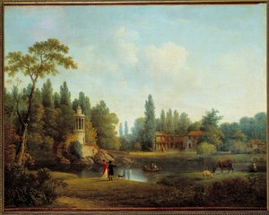 Petit Trianonin kylä Versaillesissa Pierre Joseph Wallaertin (1753-1812) maalaus 1803 su. 0,56 x 0,72 m tekijältä Pierre Wallaert