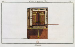 Kirjoituspöytä, lautanen 101, kuvitus Collection de meubles et objects de gout -kokoelmasta (Kokoelma huonekaluja ja makuesineitä) tekijältä Pierre de La Mesangere