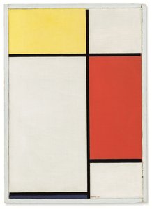 Koostumus: Keltainen, punainen ja sininen. tekijältä Piet Mondrian