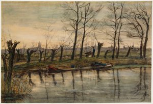 Farmer Returning to the Fields, n. 1900 (w/c ja hiili paperilla) tekijältä Piet Mondrian