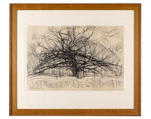 Harmaan puun luonnos, 1911 (mustaa värikynää paperille). tekijältä Piet Mondrian