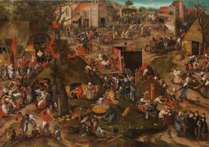 Flanderin kermis, joka esittää farssin "Een cluyte van Plaeyerwater", n. 1570