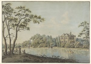 Näkymä Over Holland -talosta, jossa on teekuppi Vechtillä Nieuwersluisissa tekijältä Pieter Bartholomeusz. Barbiers