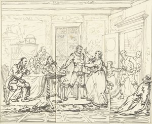 Lavakohtaus Jacob Simonsz de Rijkilta tekijältä Pieter Bartholomeusz. Barbiers