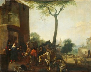 Viiniköynnösten sadonkorjuu tekijältä Pieter Bodding van Laer (manner of)
