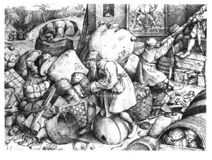 Jokamies, kaiverrettu Hieronymus Cock (n. 1510-70) n. 1558 tekijältä Pieter Bruegel the Elder