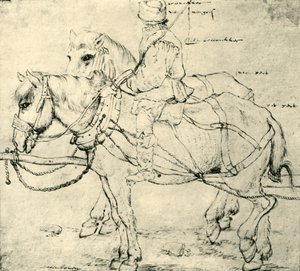 Ratsastaja ja kaksi hevosta, 1559-1563, 1943. tekijältä Pieter Bruegel the Elder