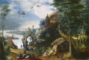 Pyhän Antoniuksen kiusaus, n. 1550-1575 tekijältä Pieter Bruegel the Elder