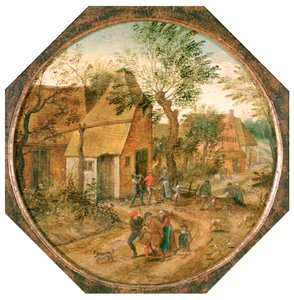 Kulku kylän läpi, c1584-1637 tekijältä Pieter Brueghel the Younger