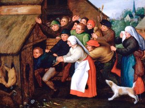 Juoppo työnnettiin sikataloon, 1564-1638 tekijältä Pieter Brueghel the Younger