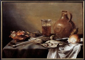 Pieter Claeszin (1597-1661) asetelma kalan kanssa 1644 Dim. 0,59 x 0,82 m Nantes, Musee des Beaux Arts tekijältä Pieter Claesz