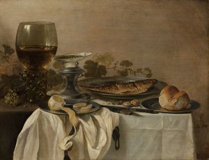 Asetelma kalan kanssa tekijältä Pieter Claesz