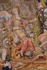 Flanderin kuvakudos. Sarja Seitsemän pääsyntiä: Turhamaisuus (ylpeys). Sarjakuvapiirtäjä Pieter Coecke van Aelst. Brysselin ateljee. noin 1542-1544.