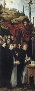 Apostoli Pyhä Jaakob Suuri saarnaajien kanssa Oikeanpuoleinen paneeli viimeisen tuomion triptyykistä tekijältä Pieter Coecke van Aelst