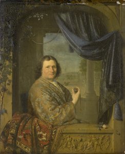 Kelloa pitelevän miehen muotokuva, 1688 tekijältä Pieter Cornelisz Slingelandt van