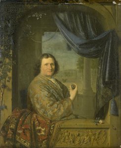 Muotokuva miehestä kellon kanssa tekijältä Pieter Cornelisz. van Slingelandt