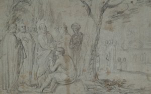 Kristus parantaa sokean miehen (recto); Venus ja Amor (käänteinen) tekijältä Pieter Fransz. de Grebber