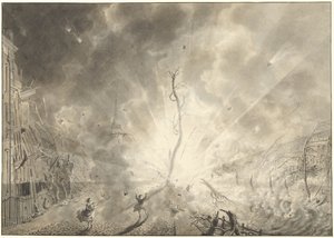 Ruutikatastrofi Leidenissä 12. tammikuuta 1807 tekijältä Pieter Gerardus van Os (signed by artist)