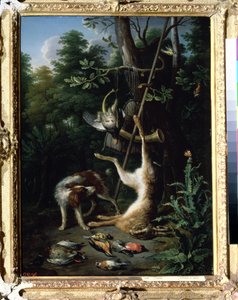 ""Metsästyskoira ja riistalinnut"" (Koira ja riistalinnut) Peter Gyselsin (1621-1691) maalaus 1600-luvulta. Pushkin-museo, Moskova