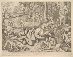 Apinoiden ryöstama kauppias, 1562 tekijältä Pieter Heyden van der