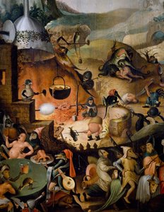Helvetti, yksityiskohta Viimeisestä tuomiosta, n. 1554, Pieter Huysin maalaus (n. 1520-n. 1584), öljy paneelille