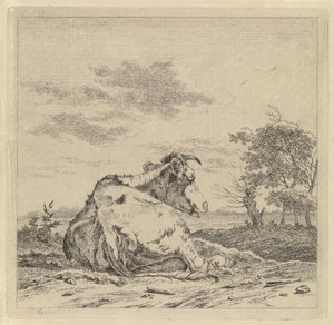 Maisema makaavan lehmän kanssa tekijältä Pieter Janson