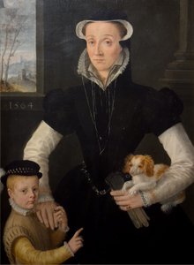 Leski poikansa kanssa tekijältä Pieter Jansz. (manner of) Pourbus