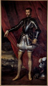 Täyspitkä muotokuva Francois de Lorrainesta, Guisen herttuasta (1519-1563) Pieter Pourbuksen (1523-1584) maalaus (ec.flam.) 1600-luvun Nancy, Musee des Beaux Arts
