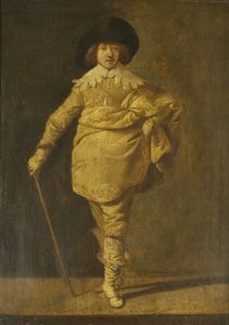A Standing Cavalier, n. 1630 (öljy paneelissa) tekijältä Pieter Jansz. Quast