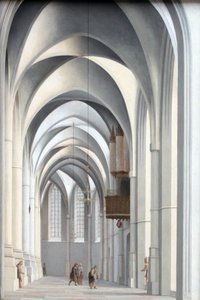 Näkymä Harlemissa sijaitsevan Saint Bavon kuoron parvelle tekijältä Pieter Jansz. Saenredam