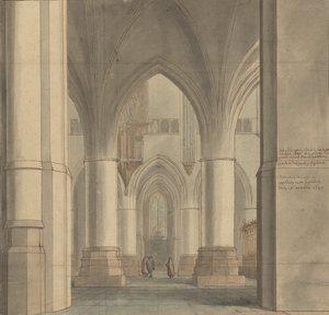 Haarlemin Pyhän Bavon kirkon kuoro ja pohjoinen ambulatorio, Haarlem tekijältä Pieter Jansz. Saenredam