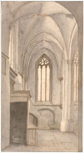 Näkymä Rhenenin Pyhän Cuneran kirkon sisäpihasta (prov. Utrecht) tekijältä Pieter Jansz Saenredam