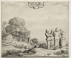 Maisema neljän talonpojan kanssa keskustelemassa, 1626.