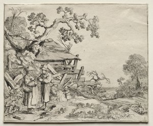 Maisema kahden talonpojan kanssa keskustelemassa, 1626.