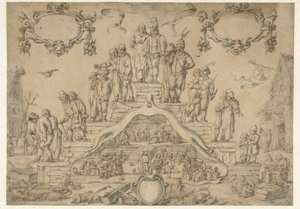 Vanhan iän portaat maanviljelijöiden ja maanviljelijöiden vaimojen kanssa tekijältä Pieter Nolpe (attributed to)