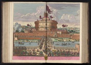 Engelenburcht aan de rivier de Tiber te Rome Pyhän Angelin (nimittäin Michaelisin) korkein linna (...) (otsikko esineessä) tekijältä Pieter Schenk (I)