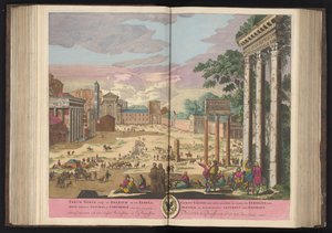 Forum Romanum Roomassa Nervan foorumi, imp ja Boarium siinä Jupiterin temppeli Staattori Saturnus ja Concord (...) (otsikko esineessä)