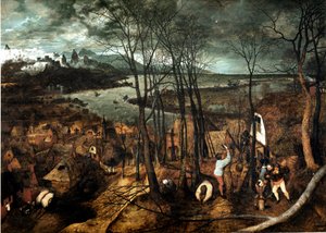 Pilvinen päivä Pieter Bruegel muinaisen maalaus (tai Pierre Bruegel tai Pieter Bruegel tai Brueghel