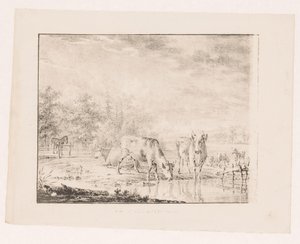 Lehmiä veden äärellä tekijältä Pieter de Goeje (attributed to)