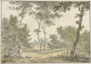 Metsämaisema hahmoilla tekijältä Pieter de Goeje