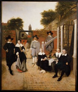 Hollantilainen perhe (öljy kankaalle) tekijältä Pieter de Hooch