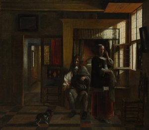 Sisustus nuoren parin kanssa, luultavasti n. 1662-65. tekijältä Pieter de Hooch