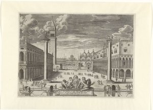 Näkymä Piazzettalle Venetsiassa, 1585 Vrbs Venetvm vt Nvlli (...) (otsikko esineessä) tekijältä Pieter de Jode (I)